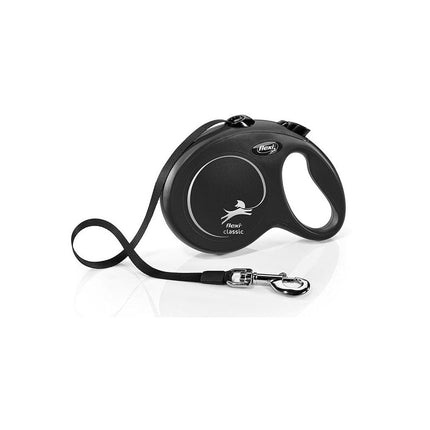 Flexi Dog Flexi Classic Large Black 5m Retractable Tape Leash for Dogs Up to 50kg