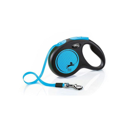 Flexi Dog Flexi Neon Medium Black and Blue 5m Retractable Tape Leash for Dogs Up to 25kg