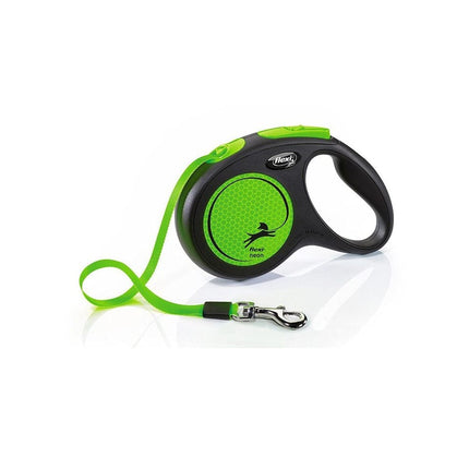 Flexi Dog Flexi Neon Medium Black and green 5m Retractable Tape Leash for Dogs Up to 25kg