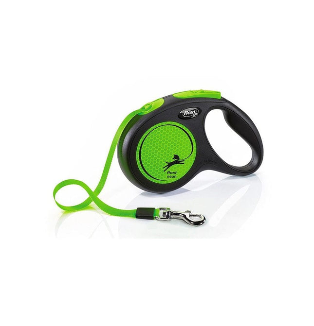 Flexi Dog Flexi Neon Medium Black and green 5m Retractable Tape Leash for Dogs Up to 25kg