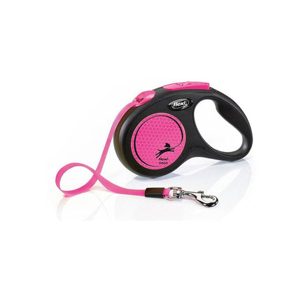 Flexi Dog Flexi Neon Small Black and Pink 5m Retractable Tape Leash for Dogs Up to 15kg