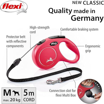 Flexi Dog Flexi New Classic M Cord 5m Red for Dogs Up to 20 kg Red