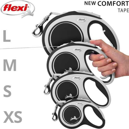 Flexi Dog Flexi New Retractable Comfort Belt 8 meters up to 50 kg Black
