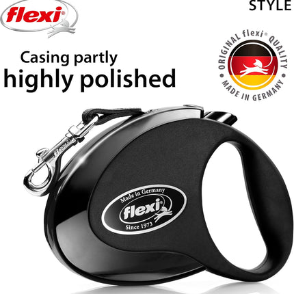Flexi Dog Flexi Retractable Leash Style M Tape BLACK 5 M 25 Kg