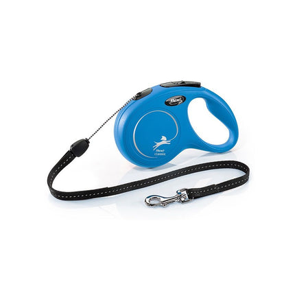 مقود دوكو لارج أزرق ورمادي عاكس وقابل للسحب بطول 5 أمتار للكلاب التي يصل وزنها إلى 50 كجم