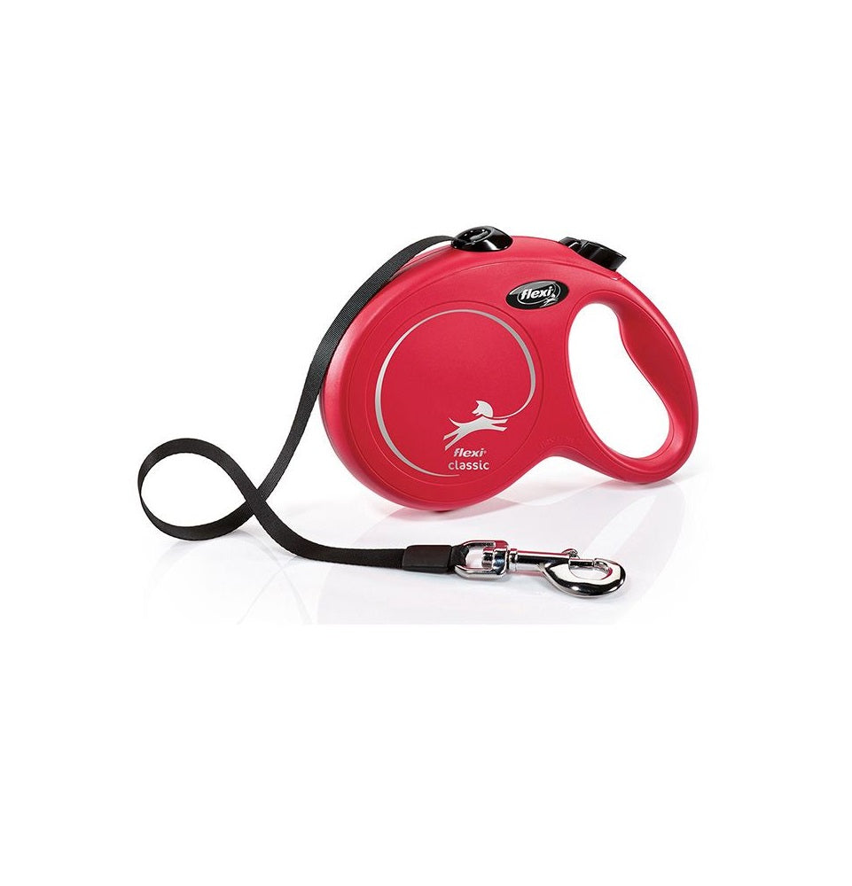 Flexi Classic Large red 5m Retractable Tape Leash for Dogs Up to 50kg