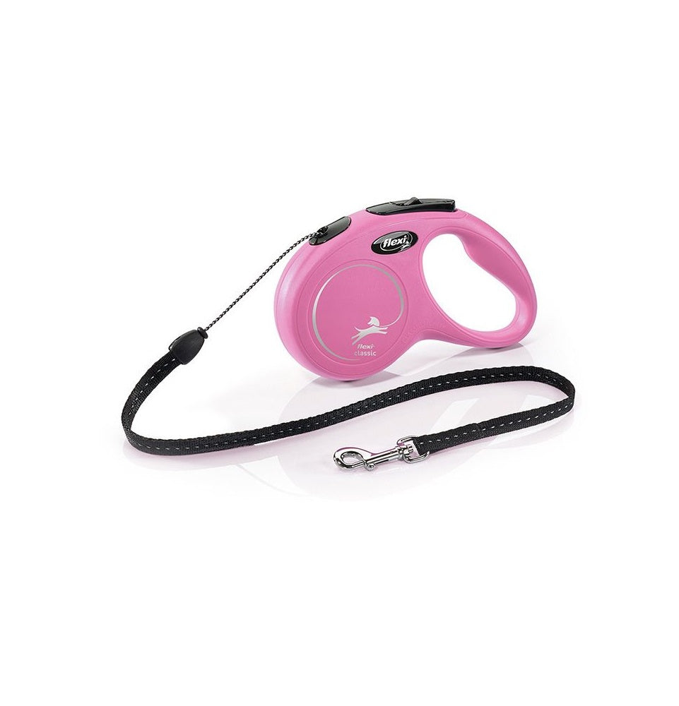 Flexi Classic XS Pink 3m Retractable Tape Leash for Dogs Up to 12kg