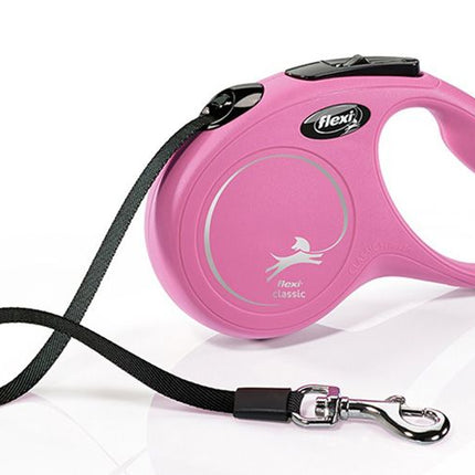Flexi Classic Small Pink 5m Retractable Tape Leash for Dogs Up to 15 kg