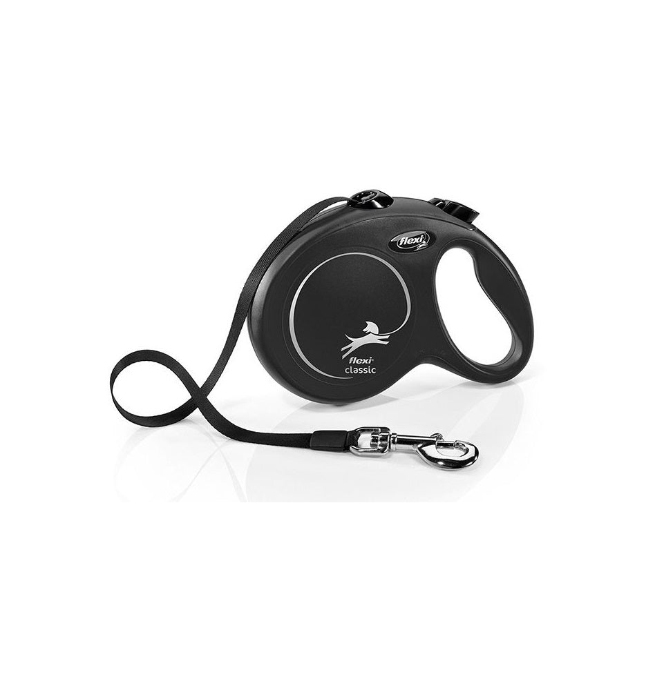 Flexi Classic Large Black 5m Retractable Tape Leash for Dogs Up to 50kg