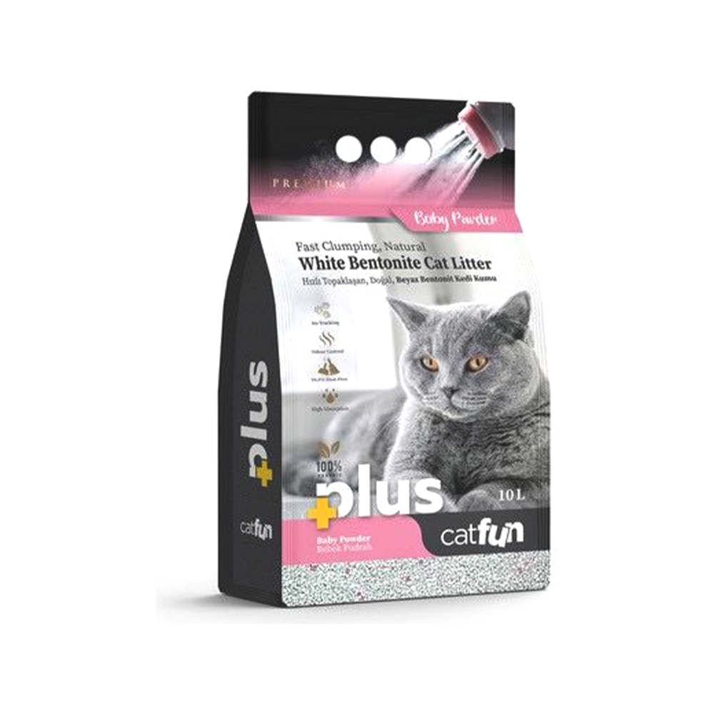 Cat Fun Plus White Bentonite Litter Baby Powder Scent 10 L