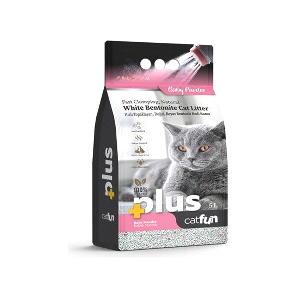 Cat Fun Plus White Bentonite Litter Baby Powder Scent 5 L