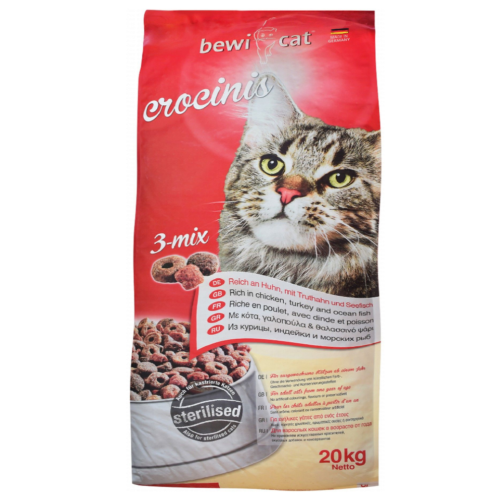 Bewi Cat Crocinis 3 Mix for Sterilized Adult Cats 20 kg