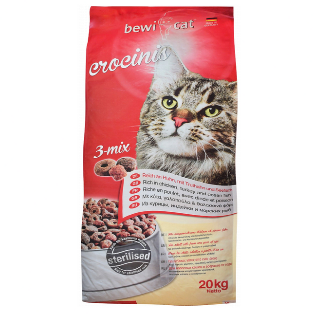 Bewi Cat Crocinis 3 Mix for Sterilized Adult Cats 20 kg