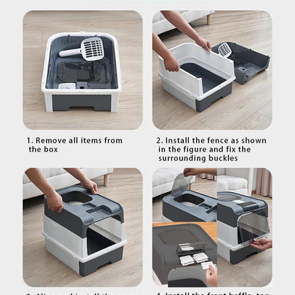 Generic Cat Large Cat Litter Box  with Drawer and Scoop  49 × 37 × 35 cm black