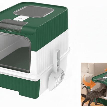 Generic Cat Large Cat Litter Box  with Drawer and Scoop  49 × 37 × 35 cm Green
