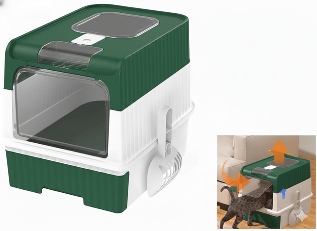 Generic Cat Large Cat Litter Box  with Drawer and Scoop  49 × 37 × 35 cm Green