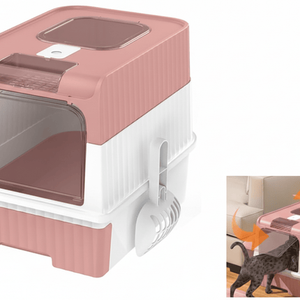 Generic Cat Large Cat Litter Box  with Drawer and Scoop  49 × 37 × 35 cm pink