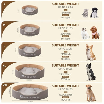 Gimo Union Dog and cat Gimo Union Washable Oval Pet Sofa Bed  Deep Encirclement Soft Bolster Dog And Cat Lounge Bed 75 × 50 cm
