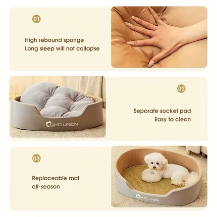 Gimo Union Dog and cat Gimo Union Washable Oval Pet Sofa Bed  Deep Encirclement Soft Bolster Dog And Cat Lounge Bed 75 × 50 cm