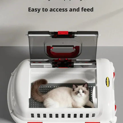 Groovy Cat Pet Carrier Large with Panoramic Sunroof Design Large Space Breathable Two-way Spring White
