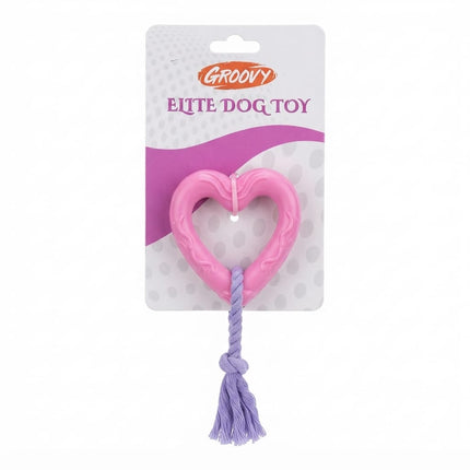 Groovy Dog Groovy Elite Heart Shaped Dog Toy with Rope