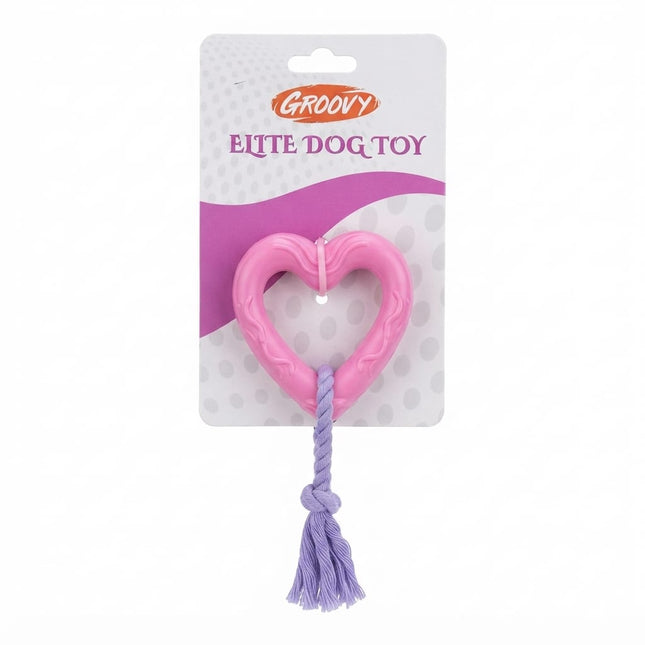 Groovy Dog Groovy Elite Heart Shaped Dog Toy with Rope