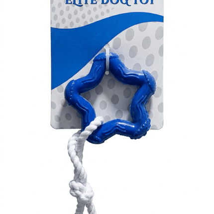 Groovy Dog Groovy Star Rubber Chew Toy with Rope for Dogs Blue
