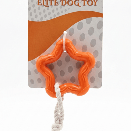 Groovy Dog Groovy Star Rubber Chew Toy with Rope for Dogs Orange