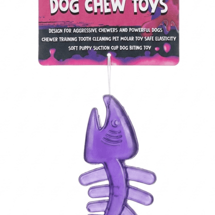 Groovy Dog Orgo Fish Bone Rubber Chew Toy Purple