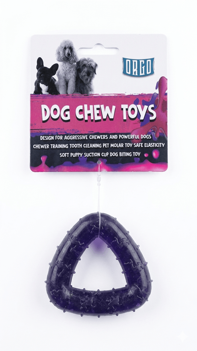 Groovy Dog Orgo Triangle Durable Dog Molar Chew Toy Purple