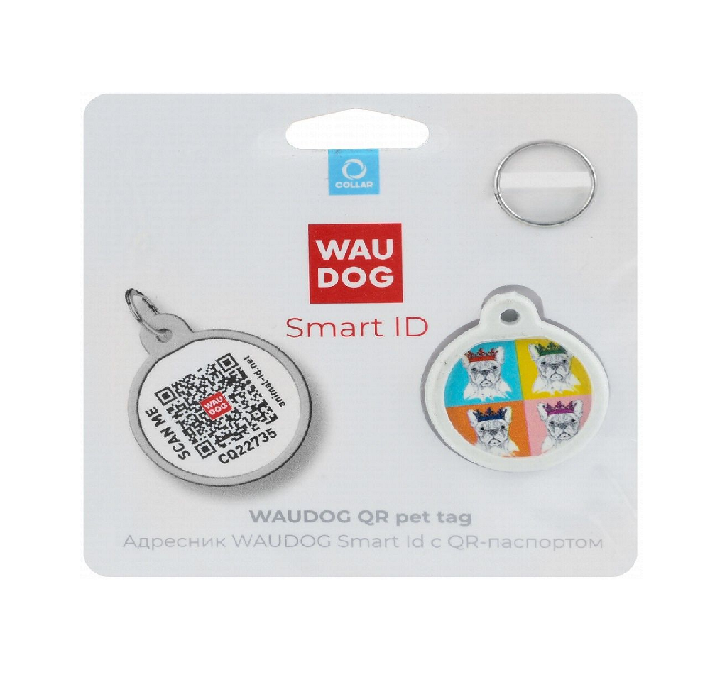 Print Smart ID Pet Tag Wau Dog American Flag Superman