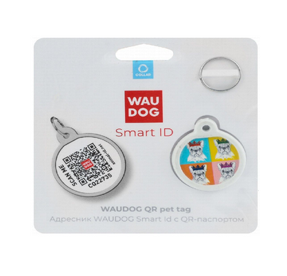 Print Smart ID Pet Tag Wau Dog American Flag Superman