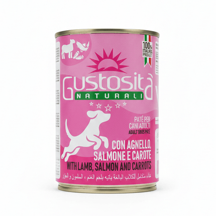 Gustosita Dog Gustosita Naturali adult Dog pate lamb salmon and carrots 400G