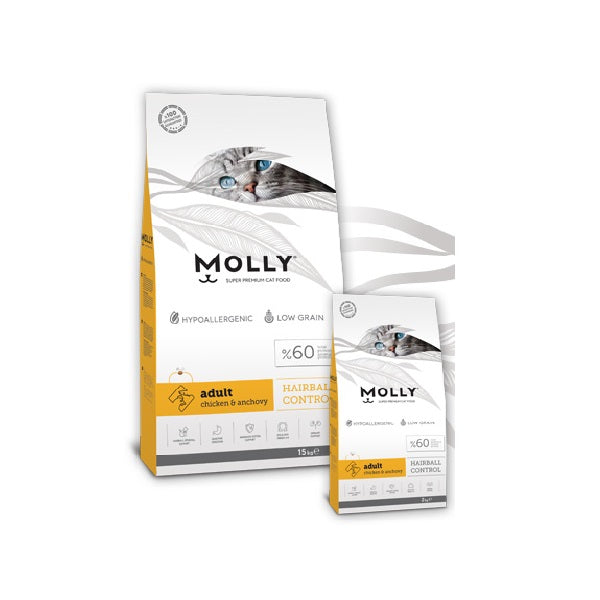 Molly dry food Hairball Control with Chicken and Anchovy for cat 2 kg