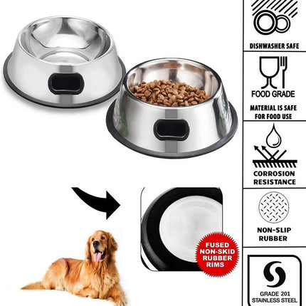 وعاء للحيوانات الأليفة من الفولاذ المقاوم للصدأ غير قابل للانزلاق مقاس 6