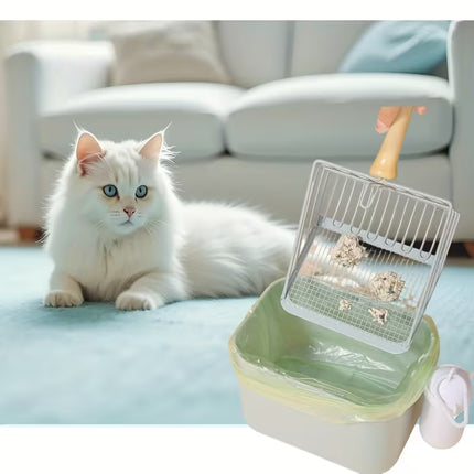 HMA Cat Cat Litter Scooper with Integrated Waste Bin Practical Litter Box Cleaning Tool