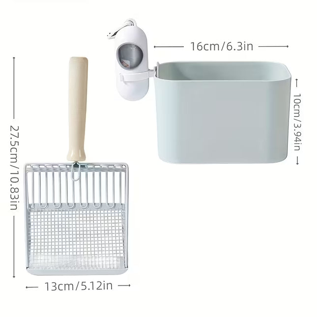 HMA Cat Cat Litter Scooper with Integrated Waste Bin Practical Litter Box Cleaning Tool