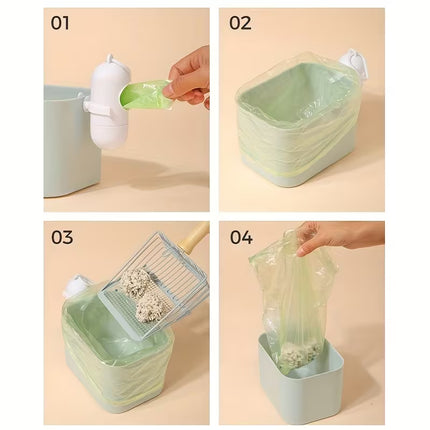 HMA Cat Cat Litter Scooper with Integrated Waste Bin Practical Litter Box Cleaning Tool