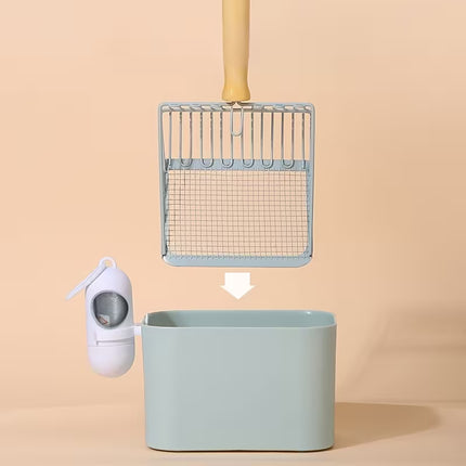 HMA Cat Cat Litter Scooper with Integrated Waste Bin Practical Litter Box Cleaning Tool