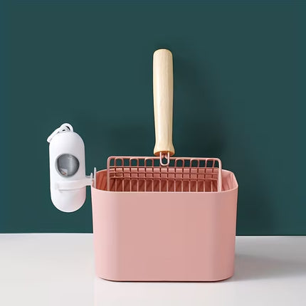 HMA Cat Cat Litter Scooper with Integrated Waste Bin Practical Litter Box Cleaning Tool