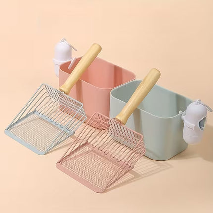 HMA Cat Cat Litter Scooper with Integrated Waste Bin Practical Litter Box Cleaning Tool
