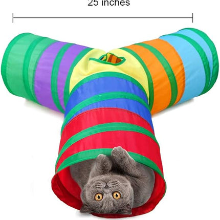 HMA Cat Colorful 3 Way Cat Play Tunnel Durable Exercise and Fun Toy for Pets
