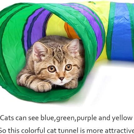 HMA Cat Colorful 3 Way Cat Play Tunnel Durable Exercise and Fun Toy for Pets