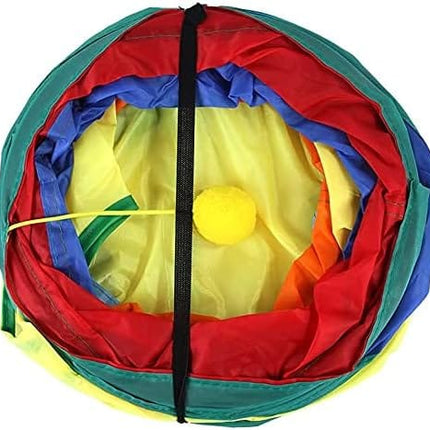 HMA Cat Colorful 3 Way Cat Play Tunnel Durable Exercise and Fun Toy for Pets