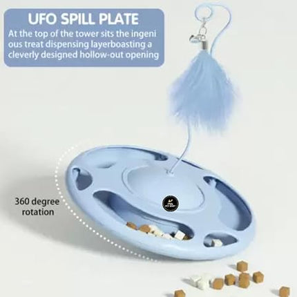 HMA cat Interactive Cat Toy 3-Tier Cat Track Toy with Feather Teaser and Rolling Balls