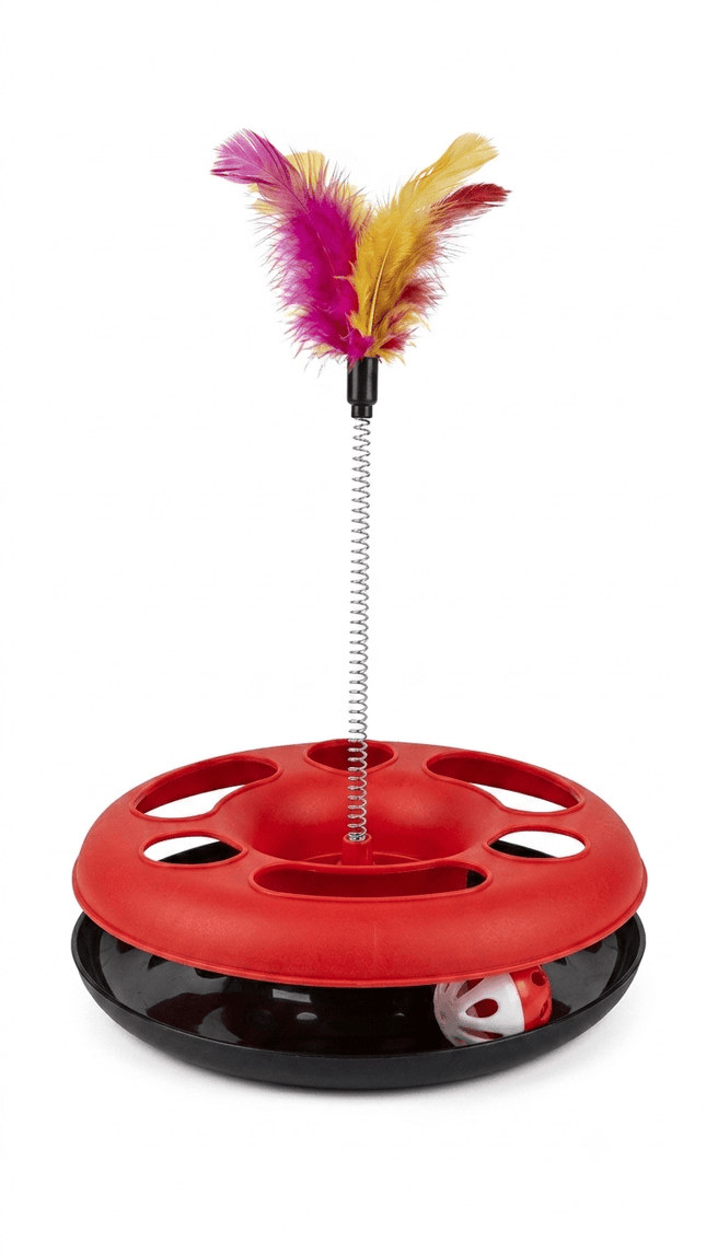HMA cat Interactive Cat Toy Feather Wand on Spring for Indoor Cats Black