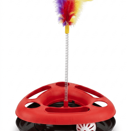 HMA cat Interactive Cat Toy Feather Wand on Spring for Indoor Cats Black