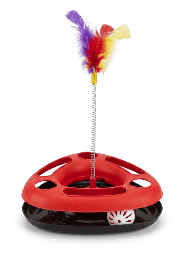 HMA cat Interactive Cat Toy Feather Wand on Spring for Indoor Cats Black