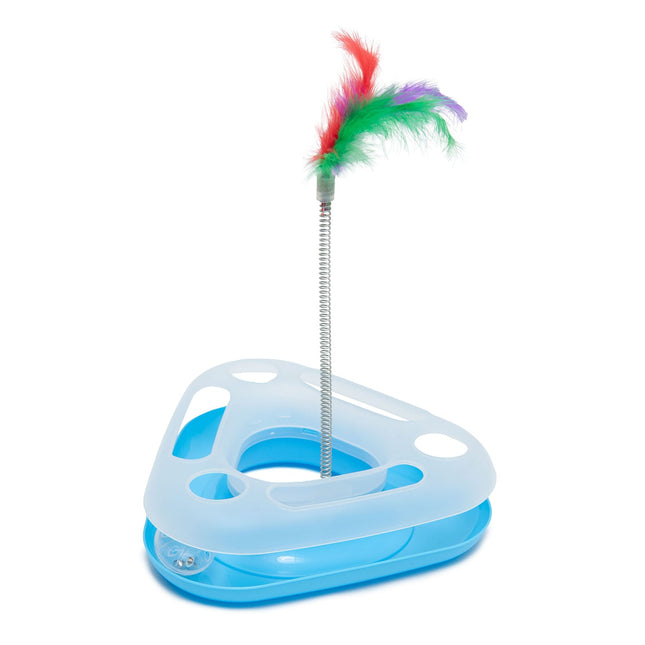 HMA cat Interactive Cat Toy Feather Wand on Spring for Indoor Cats Blue
