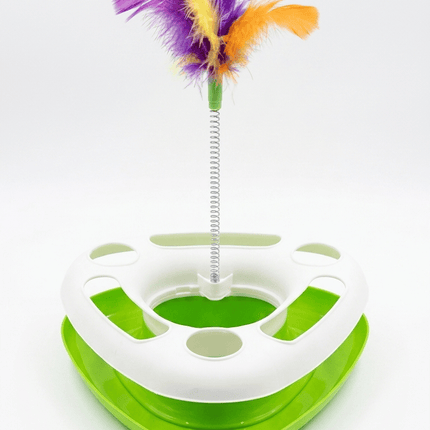 HMA cat Interactive Cat Toy Feather Wand on Spring for Indoor Cats Green
